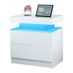 LED Nightstand with 2 Drawers for Bedroom