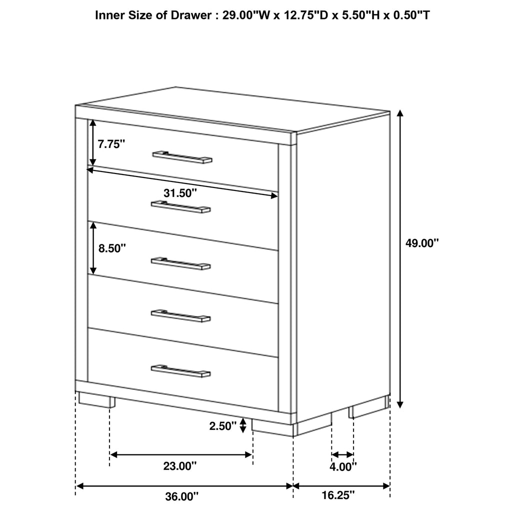 Polk Cappuccino 5-Drawer Bedroom Chest