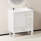 30" White Bathroom Vanity with Abundant Storage