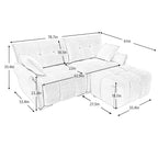 Modern Chenille Fabric 2-Seater Sofa With Ottoman