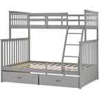 Twin Over Full Bunk Bed with Storage Drawers – Gray