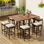 GO 10-Piece Outdoor Acacia Wood Bar Height Table And Stools Set