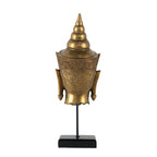 7x7.5x19.7" Buddha Statue Head On Stand