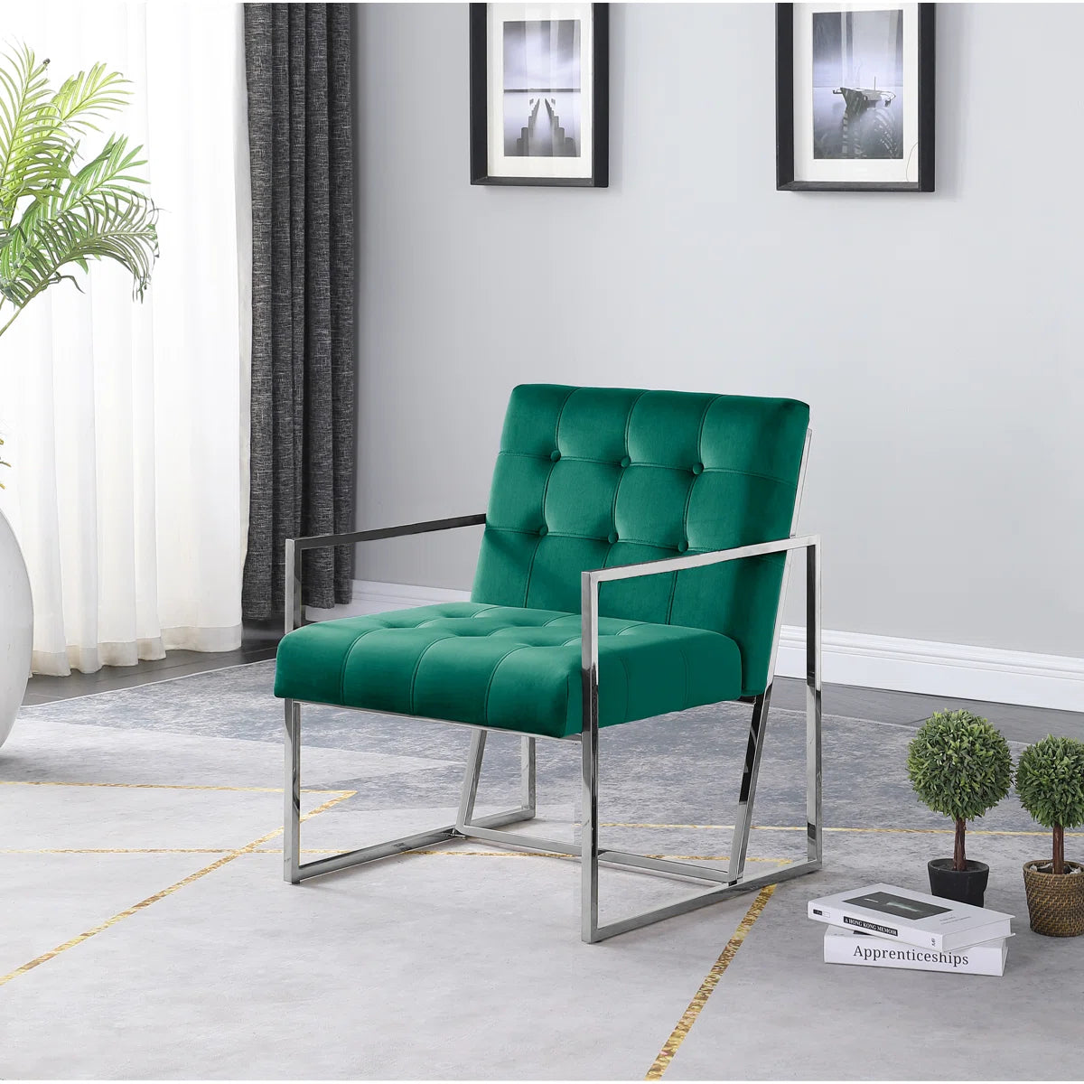 Living Room Accent Chair with Plush Velvet