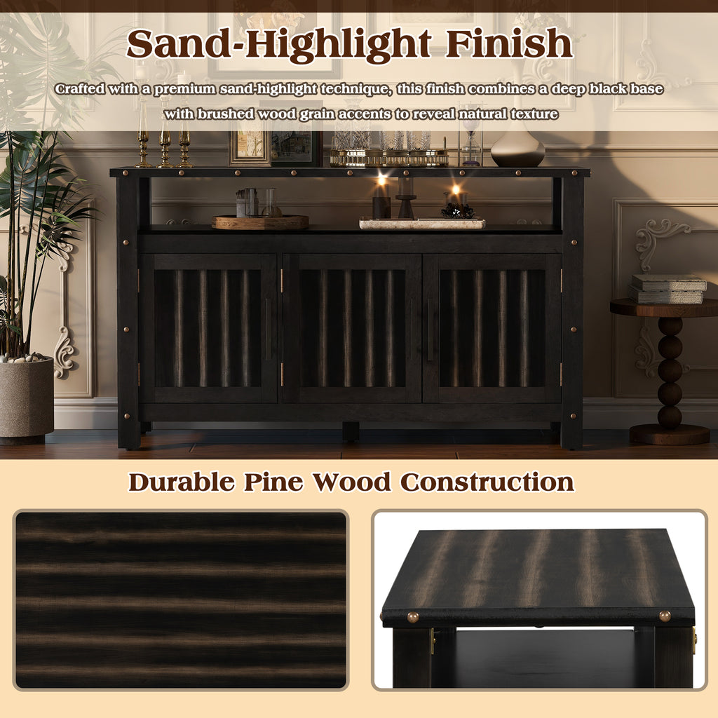 U_STYLED 55.1'' Pine Wood Buffet Cabinet