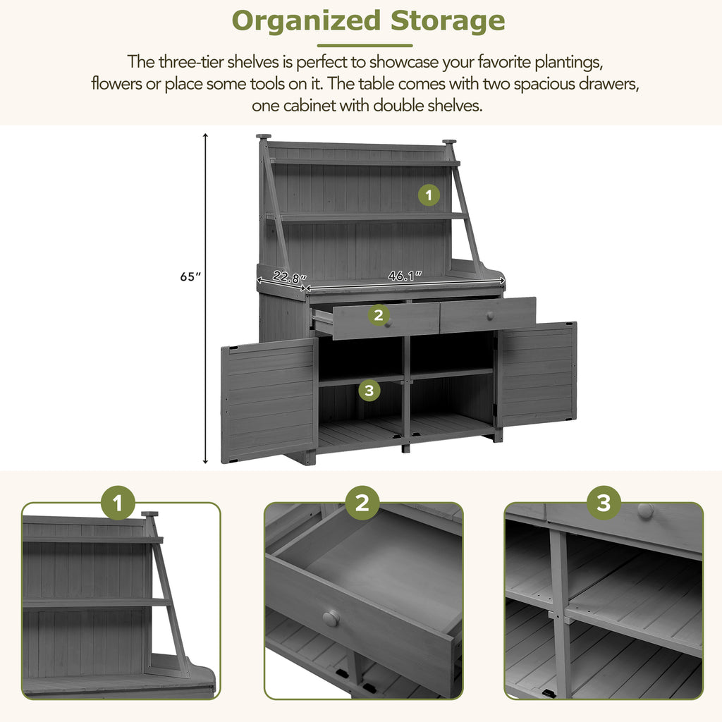 TOPMAX 65-Inch Garden Potting Bench Table
