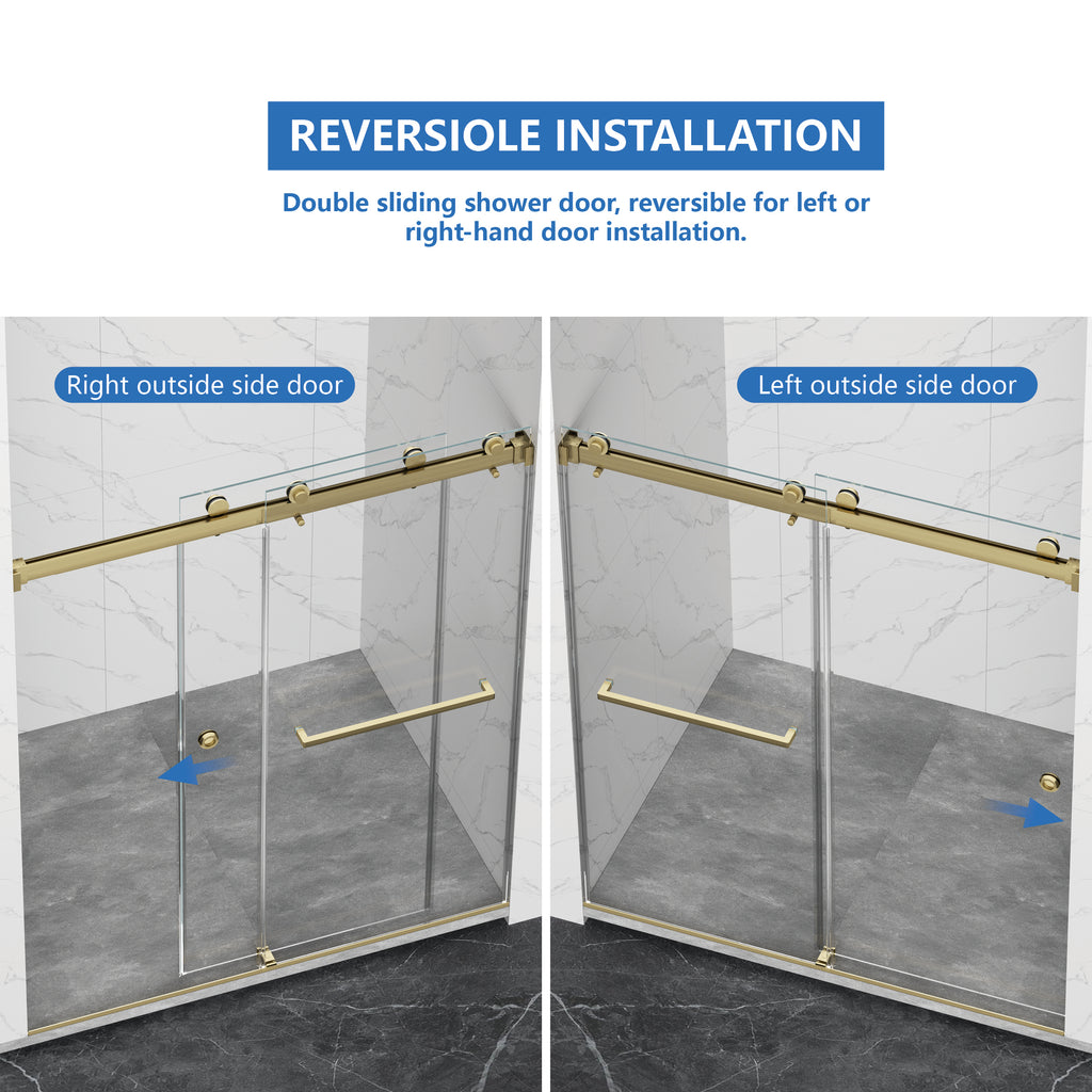 Frameless Shower Door with Double Sliding Mechanism