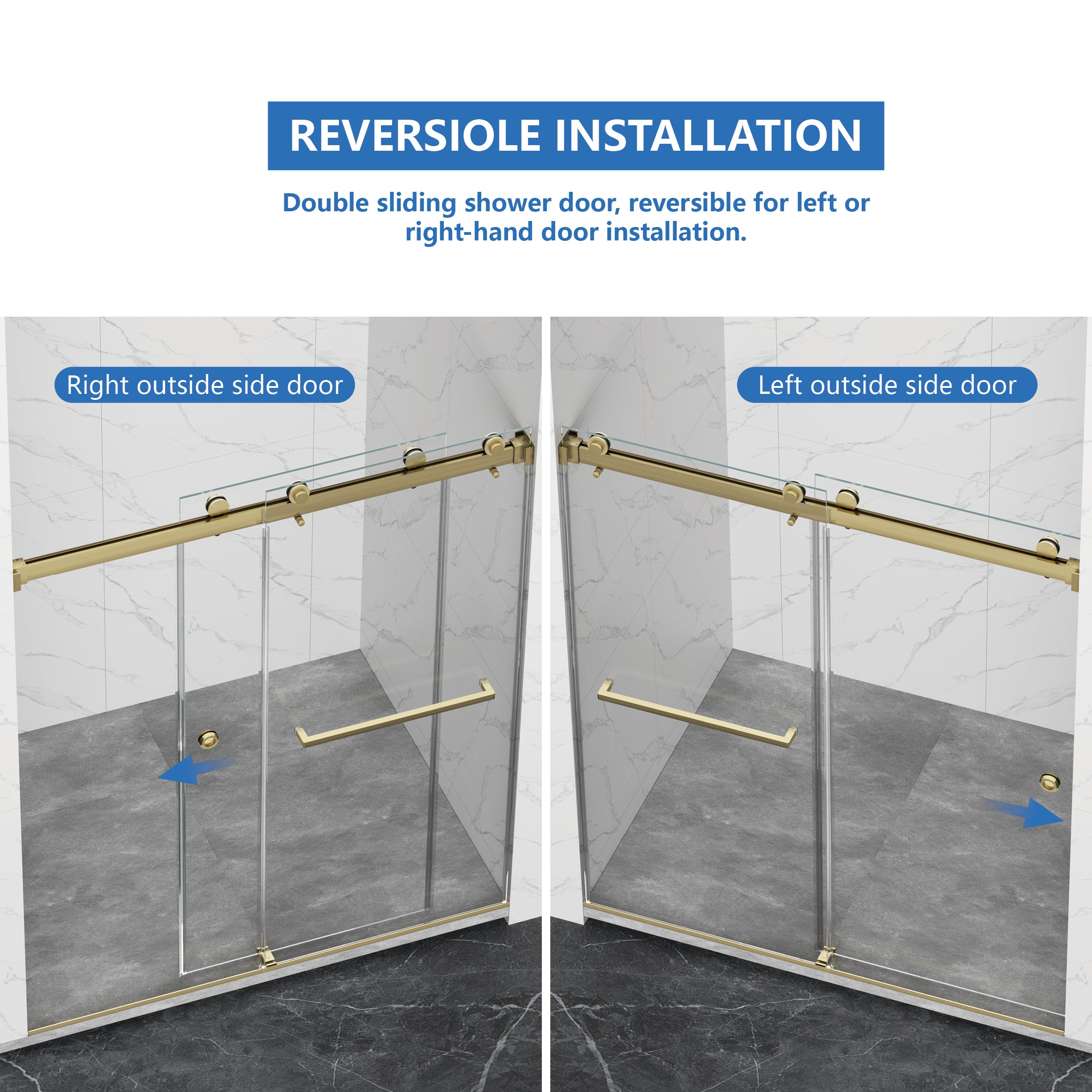 Frameless Shower Door with Double Sliding Mechanism