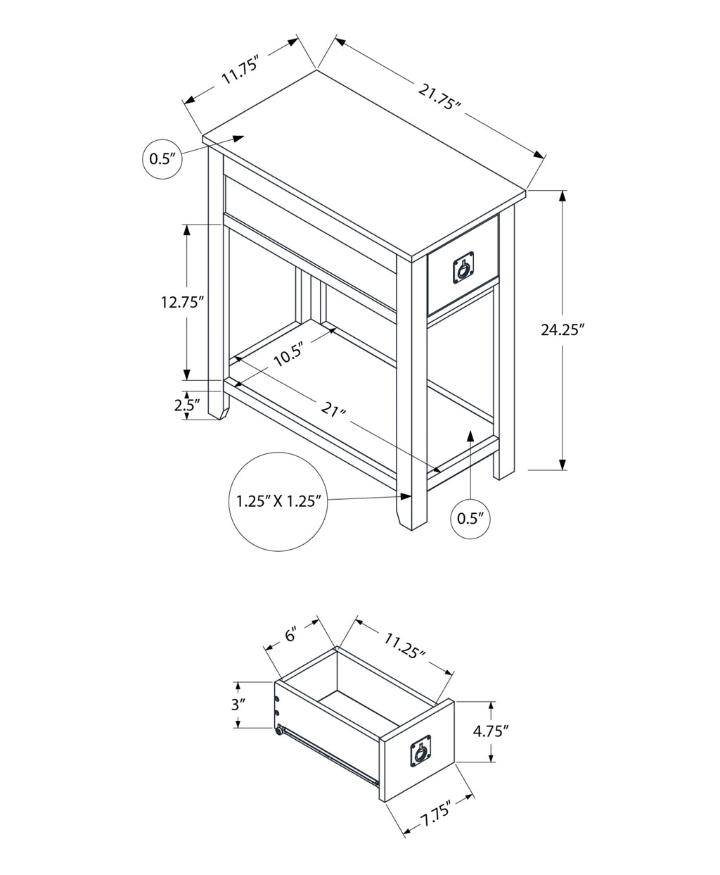 Accent Table with Storage Drawer