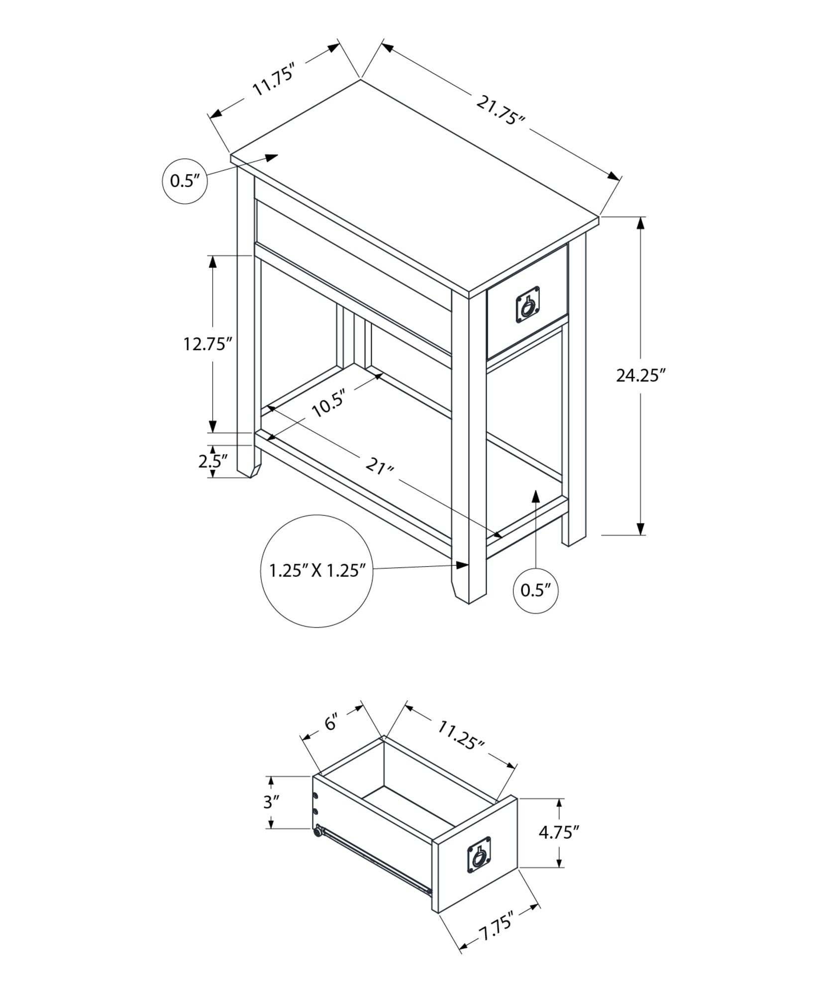 Accent Table with Storage Drawer