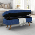 Blue Oval Storage Bench with Rubber Wood Legs