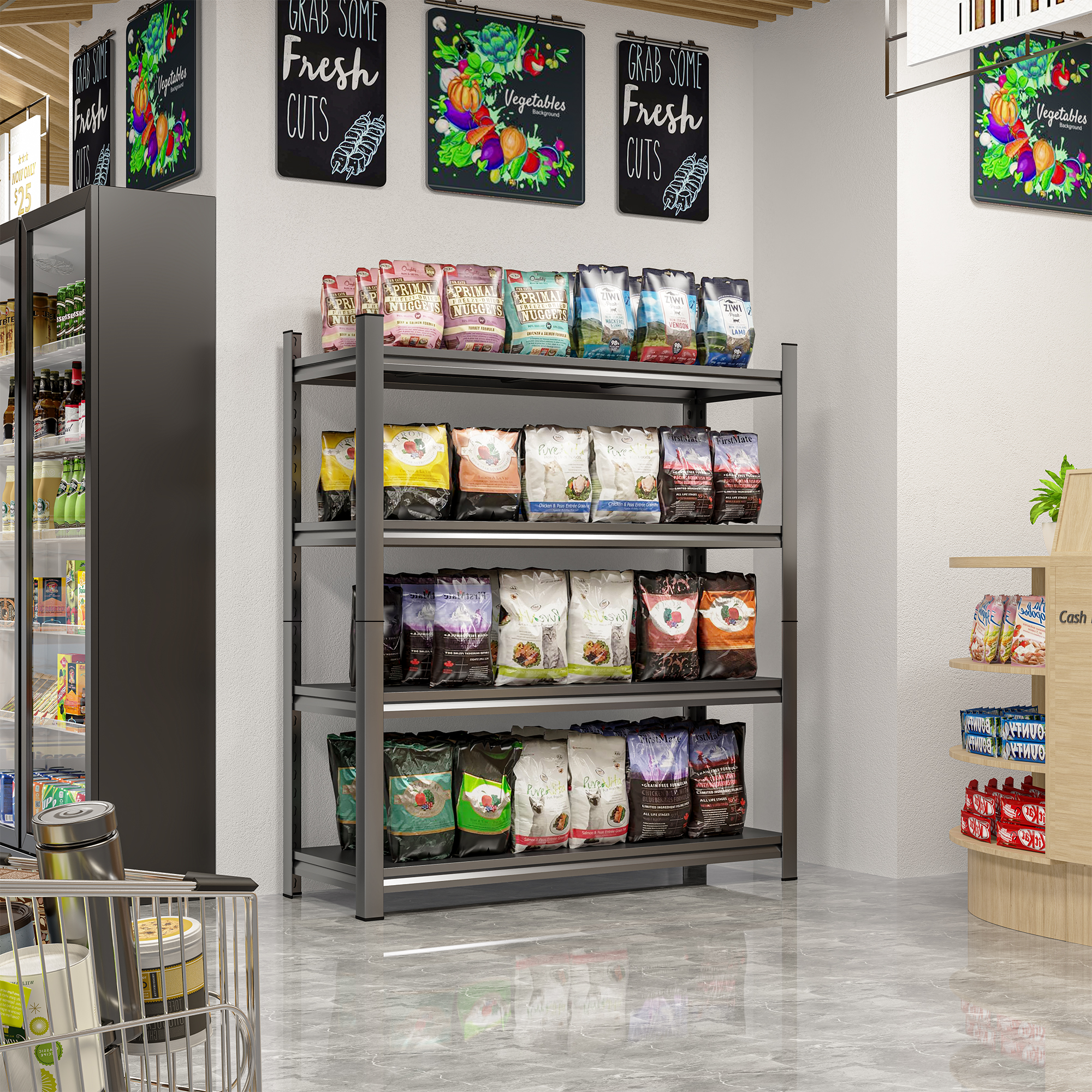4-Tier Height-Adjustable Metal Storage Rack