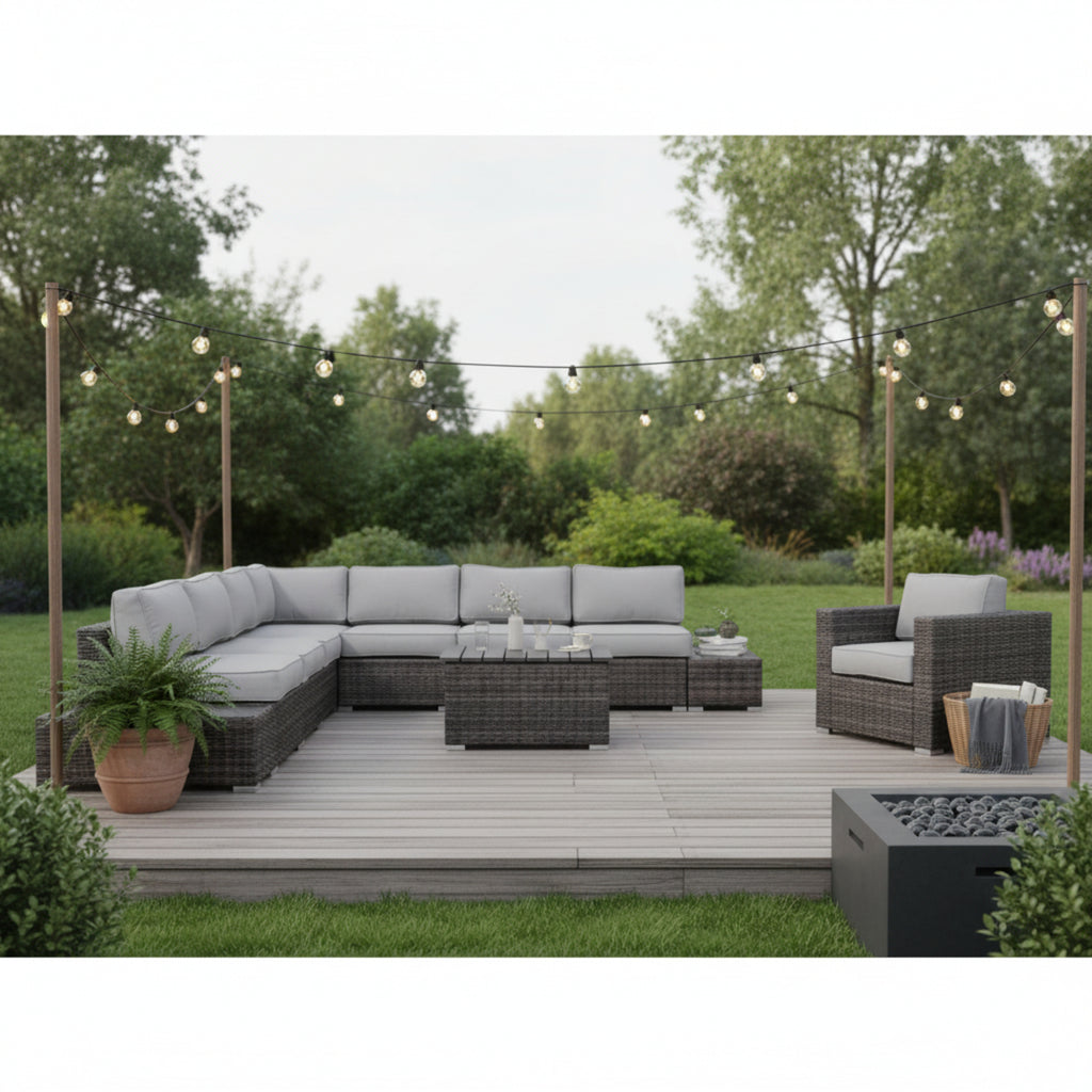 7-Person Wicker Patio Seating Group with Cushions – Fully Assembled