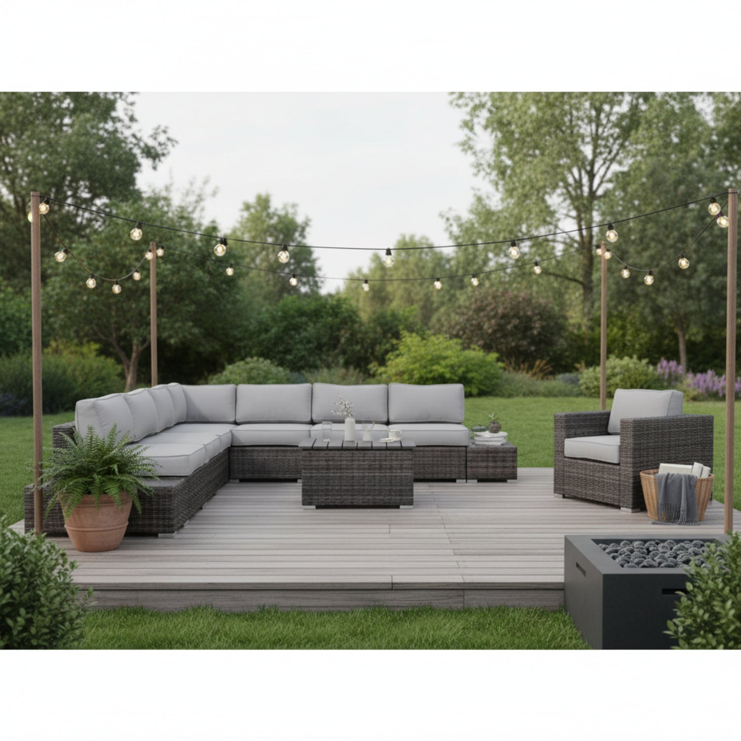 7-Person Wicker Patio Seating Group with Cushions – Fully Assembled