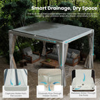 10x12 FT Outdoor Louvered Pergola with Adjustable Louvers
