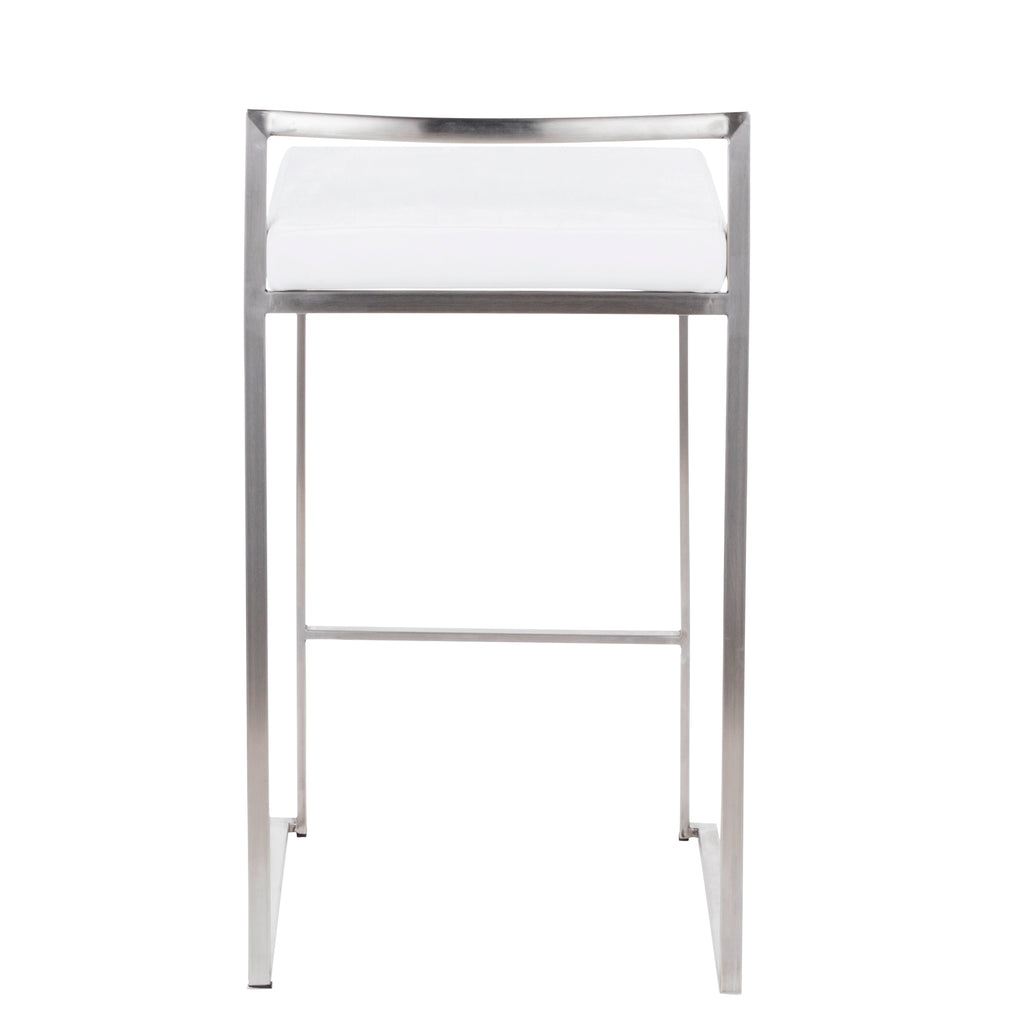 26" Contemporary Stackable Counter Stool Set in Stainless Steel