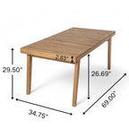 69" Acacia Wood Outdoor Dining Table with Slatted Top