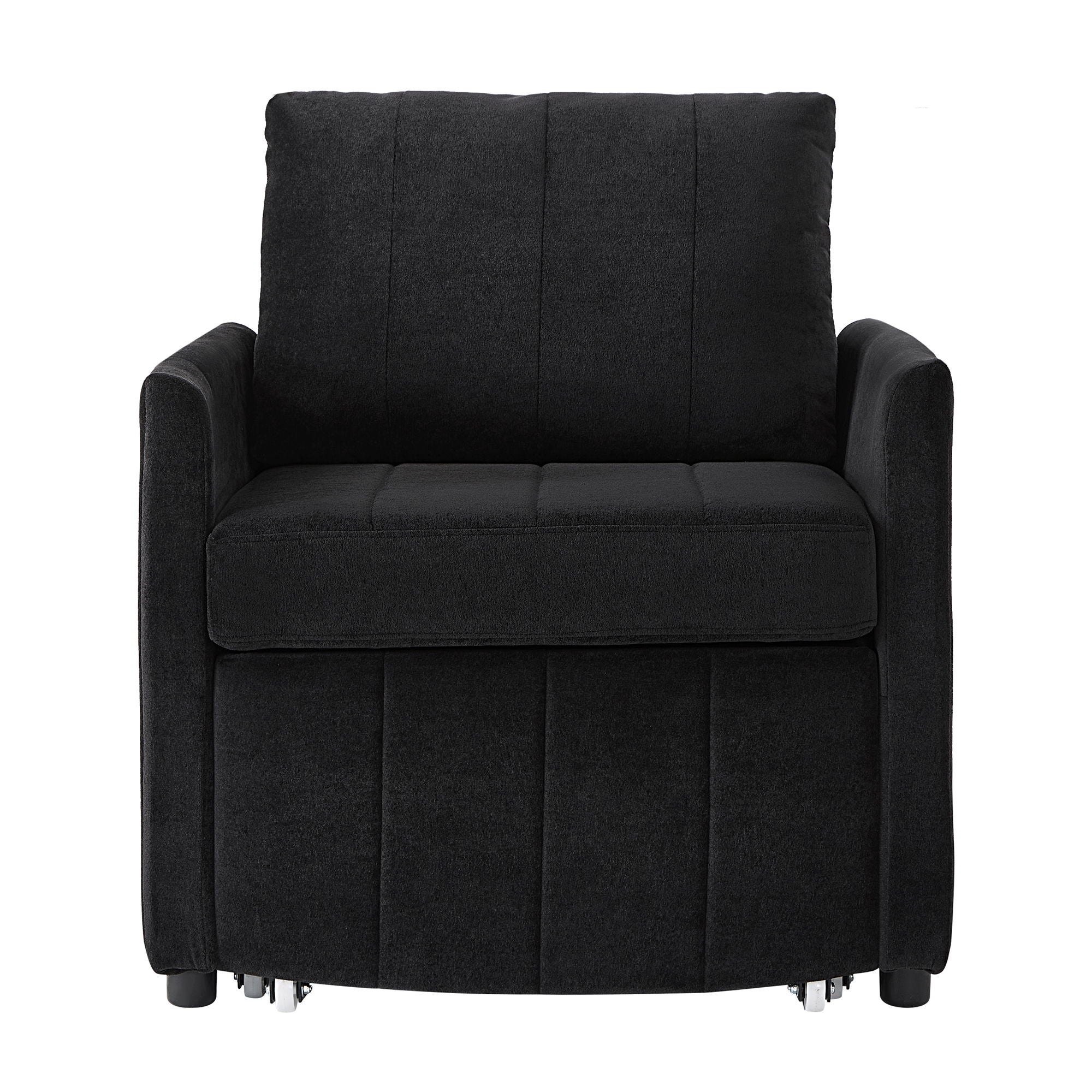 Upholstered Convertible Sleeper Sofa With 5 Position Backrest, Side Pockets, Storage