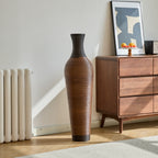 Hand-Woven PVC Rattan Floor Vase, 39 Inch Tall