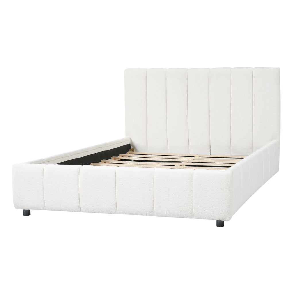 Queen Size Upholstered Bed Frame with Thick Fabric