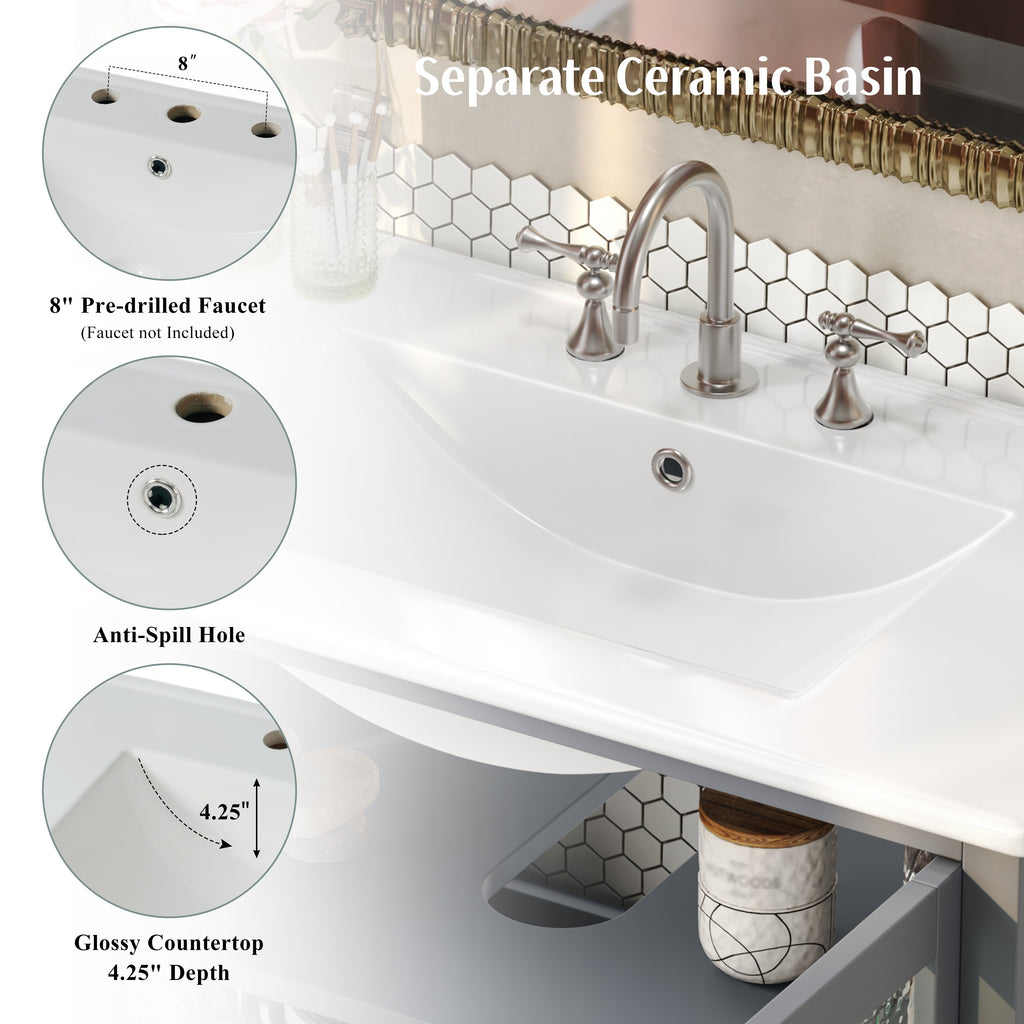 30" Bathroom Vanity with Ceramic Sink