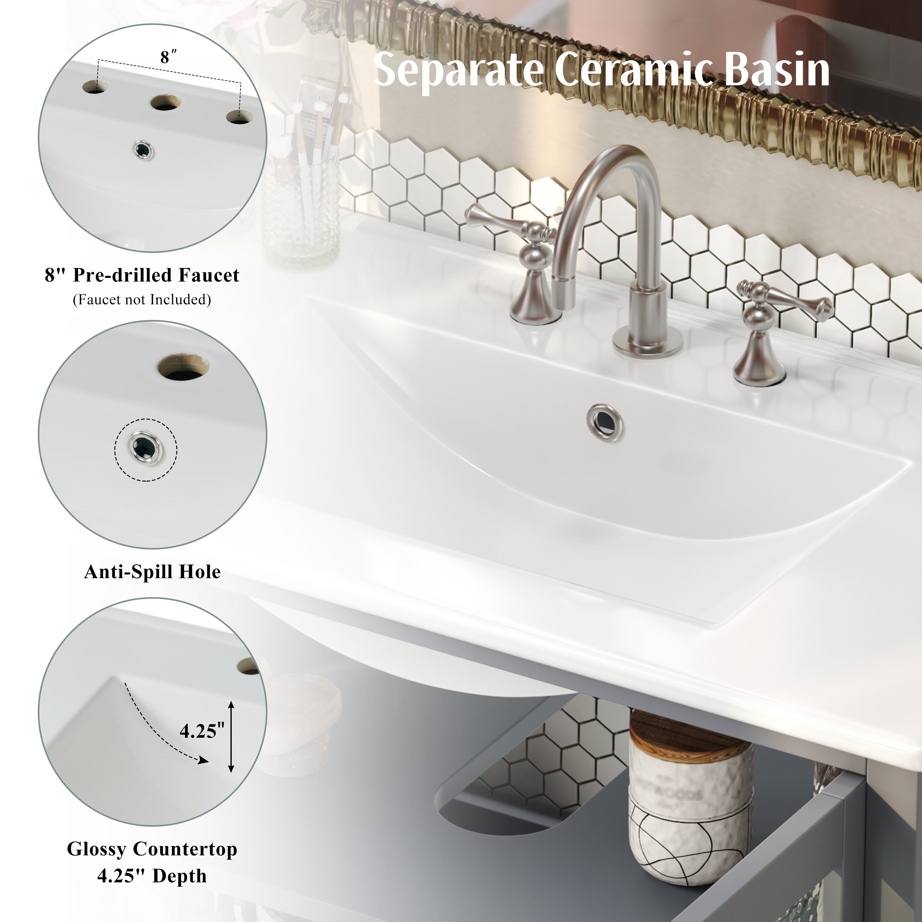 30" Bathroom Vanity with Ceramic Sink