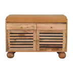 Shutter Shoe Rack: Leather Upholstered with 2 Drawers and 4 Storage Shelves