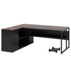 71" L-Shaped Executive Desk with Storage Cabinet & Shelves