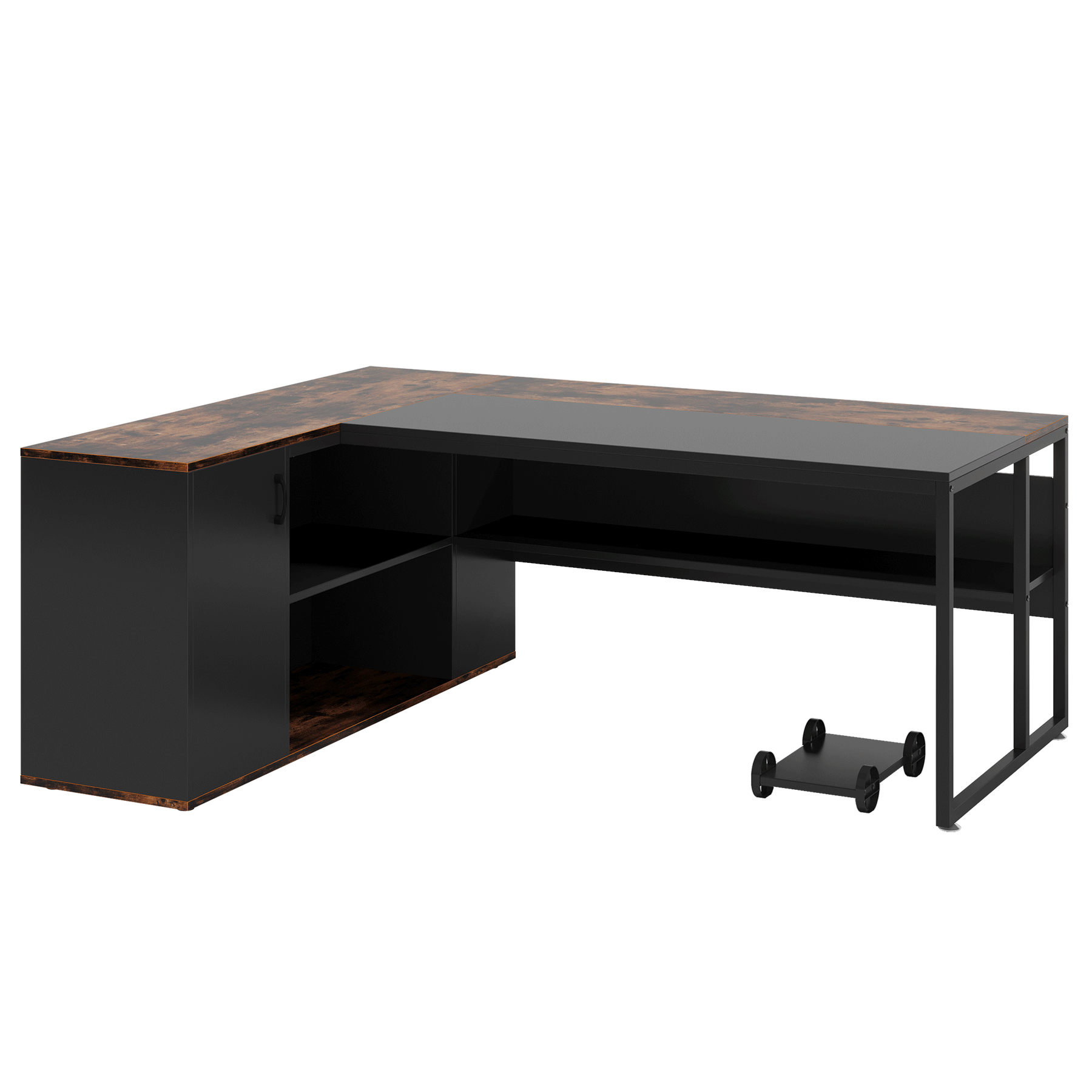 71" L-Shaped Executive Desk with Storage Cabinet & Shelves