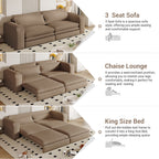93" King Size Sleeper Sofa Bed - 3 in 1 Convertible