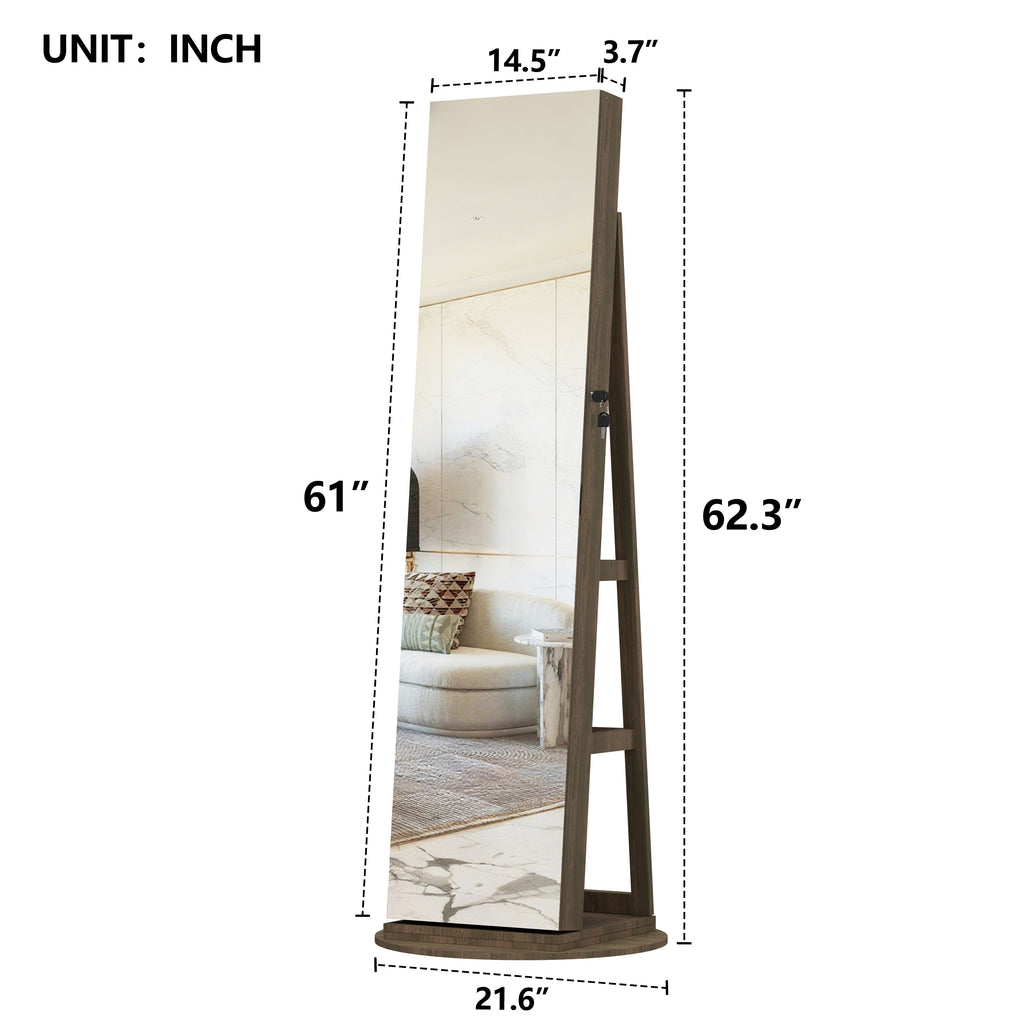 360° Swivel Jewelry Cabinet with Full Length Mirror