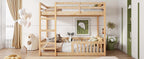 Full Over Full Wood Bunk Bed with Ladder and Guardrails