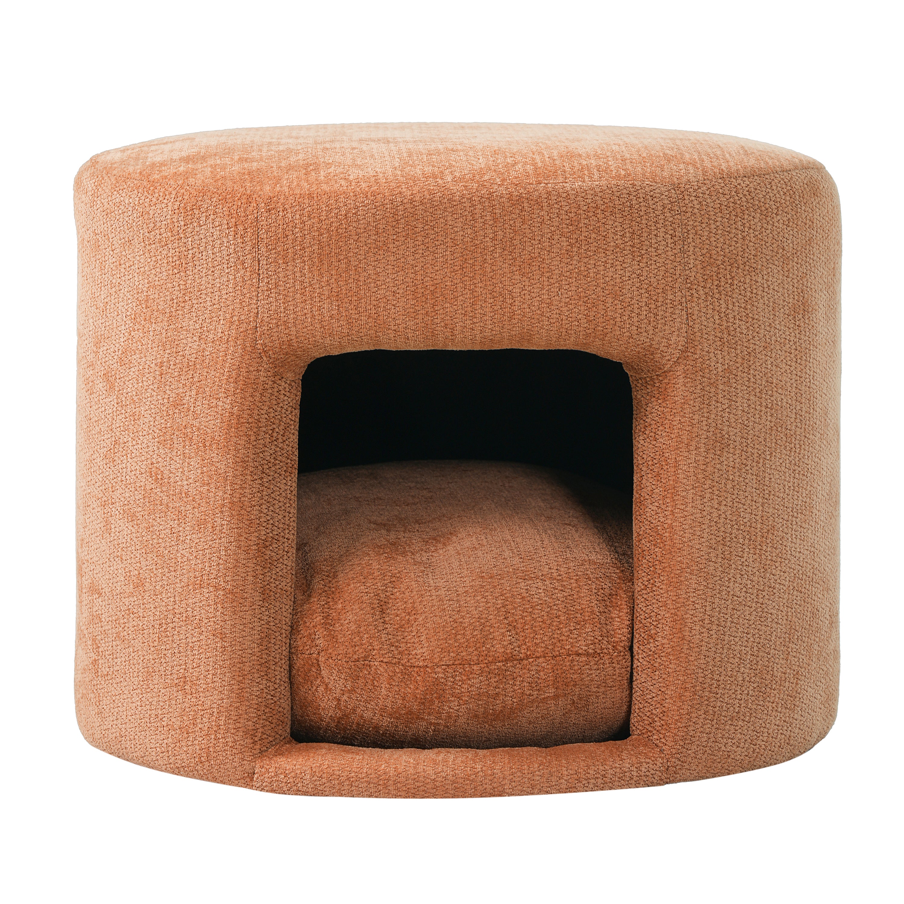Orange Pet Friendly Ottoman with Removable Pet Cushion