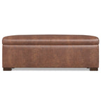 Gabbie 48 Inch Wide Rectangular Storage Ottoman in Distressed Saddle
