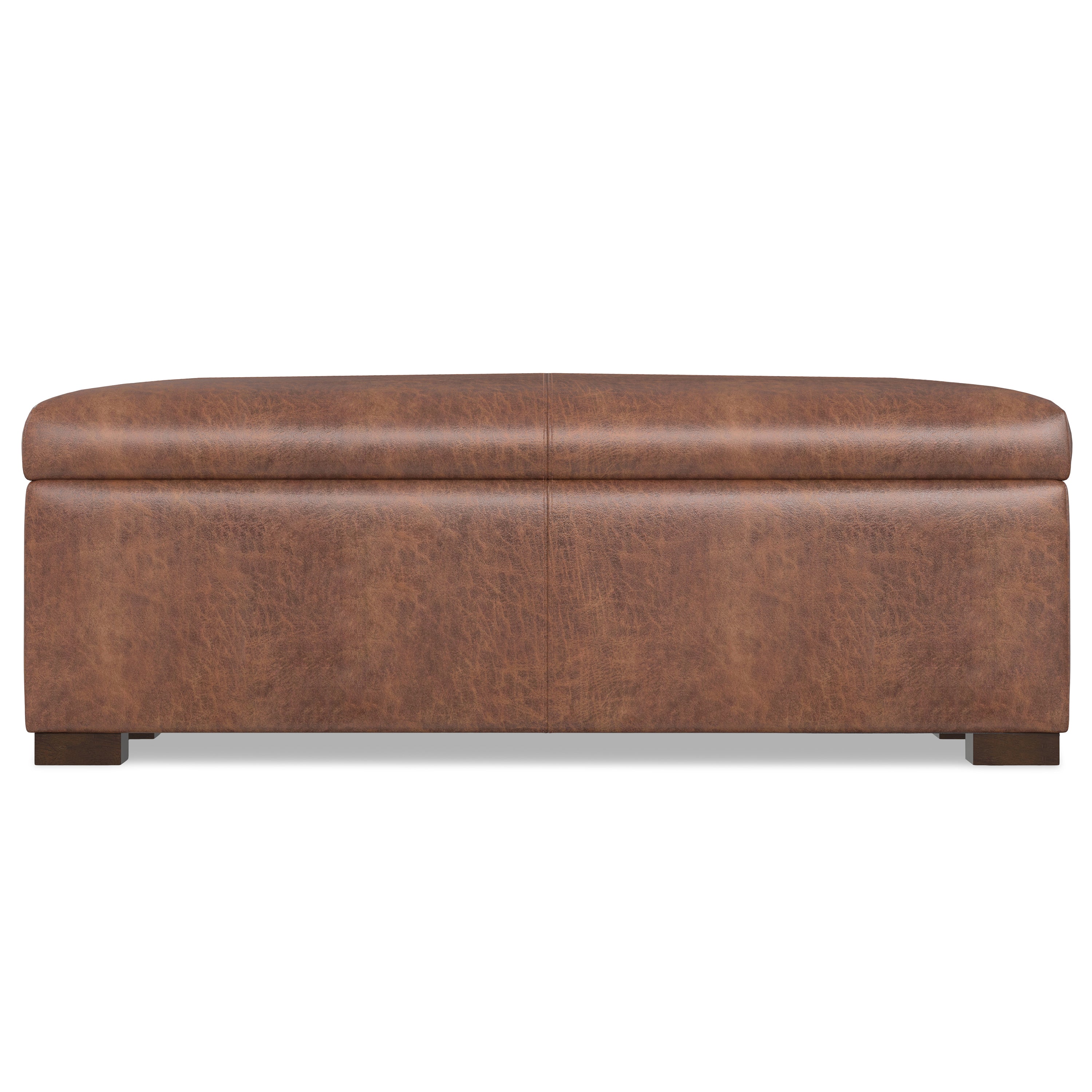 Gabbie 48 Inch Wide Rectangular Storage Ottoman in Distressed Saddle