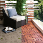 Acacia Wood Interlocking Deck Tiles Checker Pattern