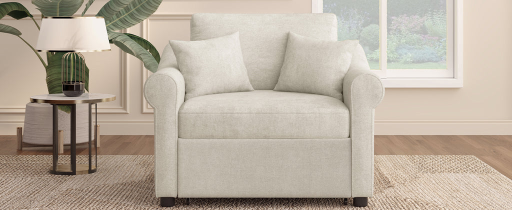 Chenille Convertible Sleeper Chair with Adjustable Backrest