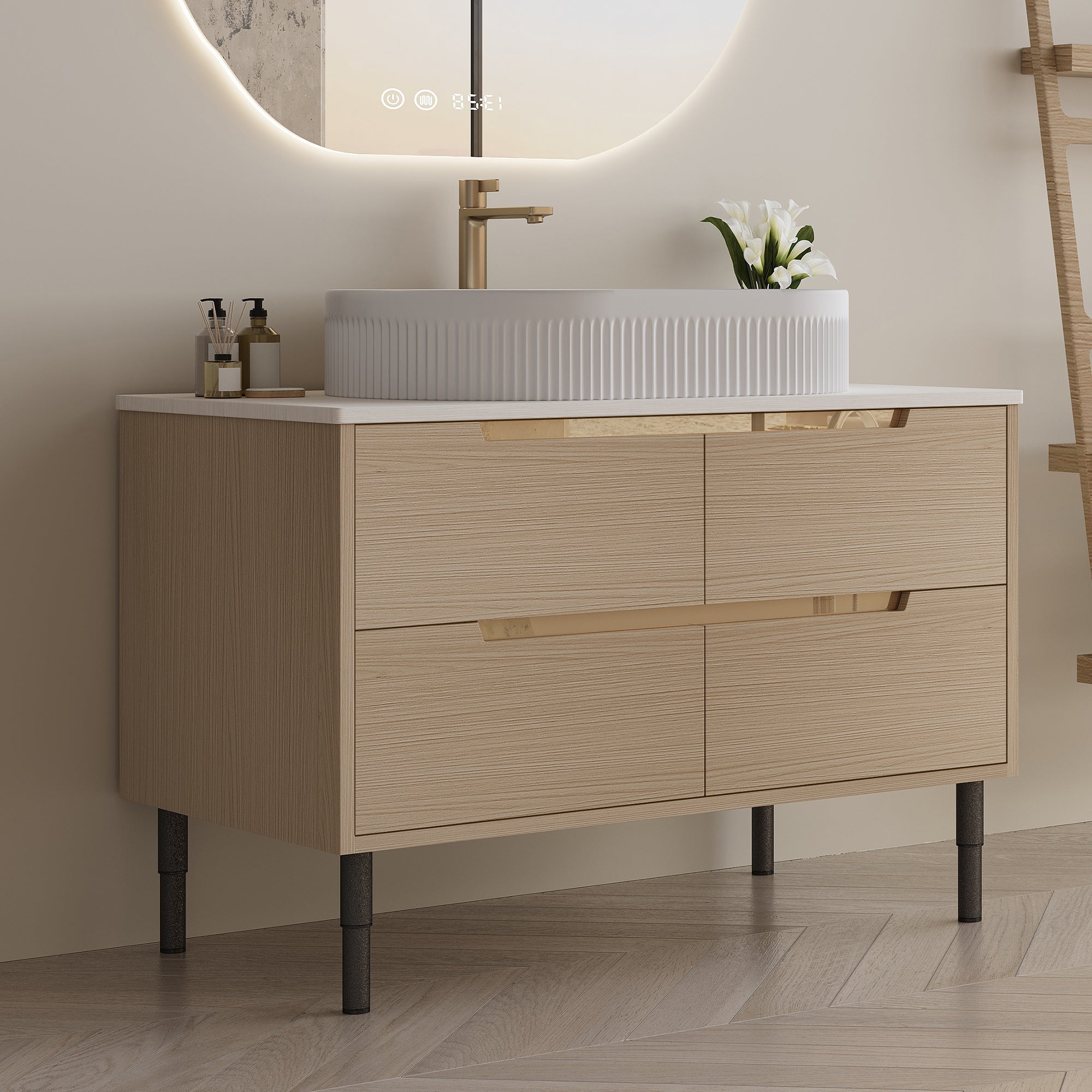 36 Inch Bathroom Vanity with Ceramic Integrated Sink & Soft-Close Drawers