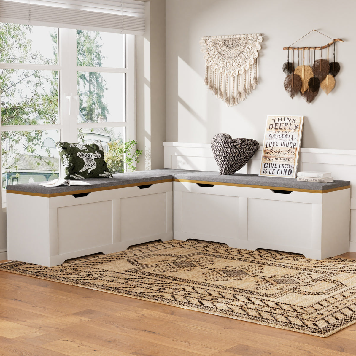 3-Piece L-Shaped Multi-Functional Storage Bench