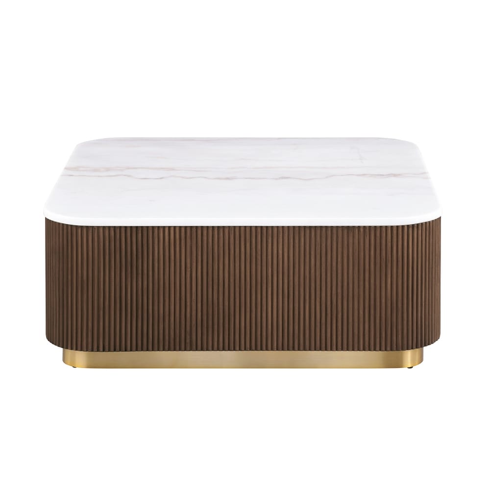 1pc Square Cocktail Table with Marble Top