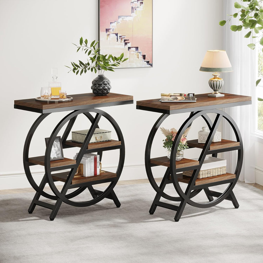 25.59 Inches 3-Tier Narrow End Table with Storage