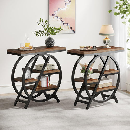25.59 Inches 3-Tier Narrow End Table with Storage