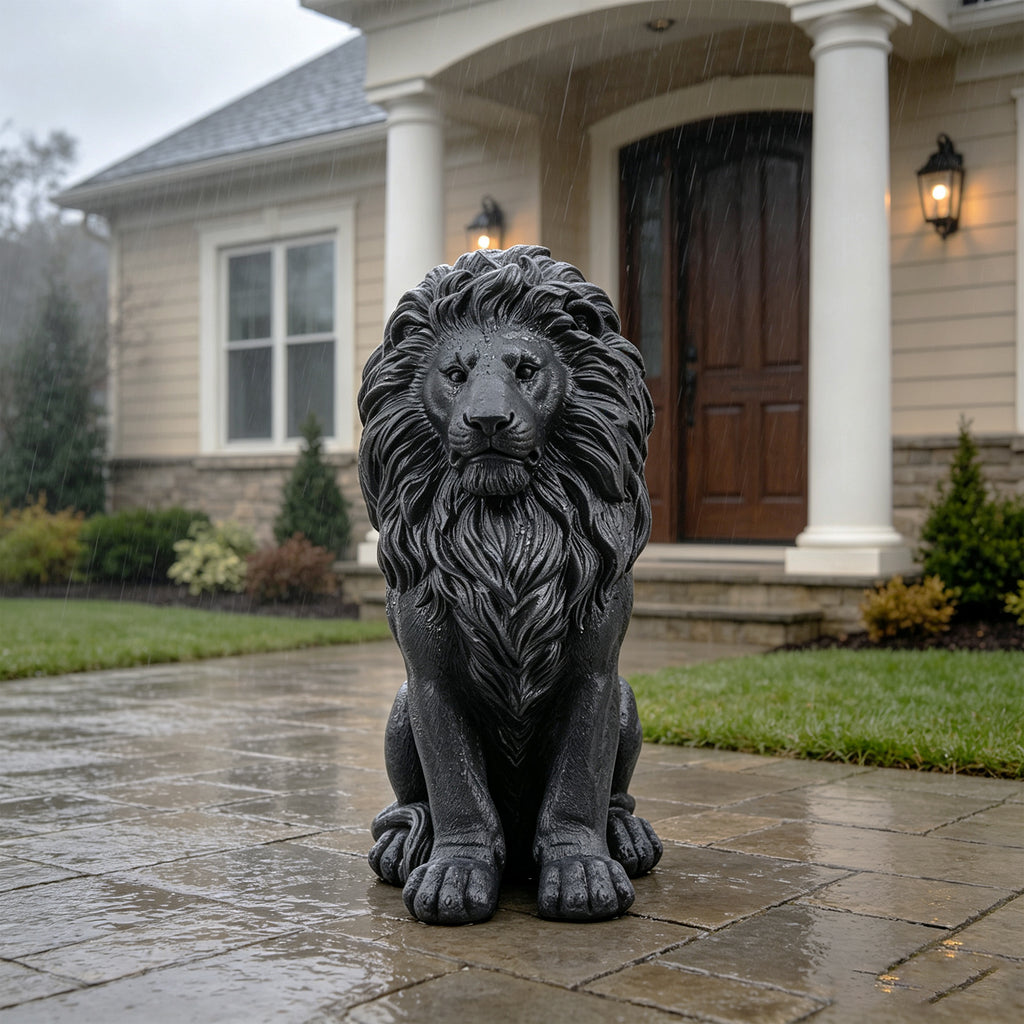 Elegant Sitting Lion Statue