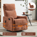 Orange Heat Massage Manual Recliner Chair with Rocker and Swivel in Fabric for Living Room