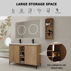 48" Freestanding Bathroom Vanity With Double Sink and Storage Rack