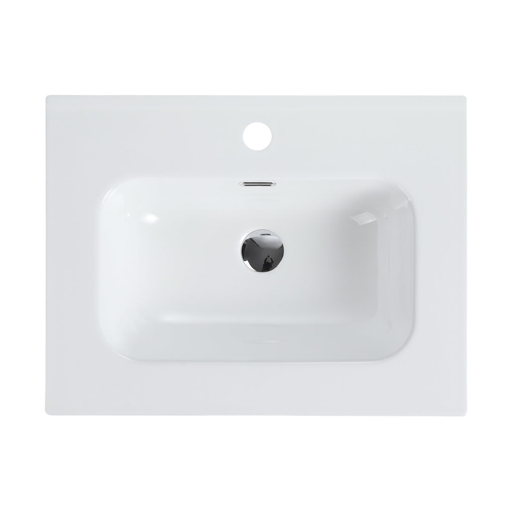 Glossy White Ceramic Integrated Sink