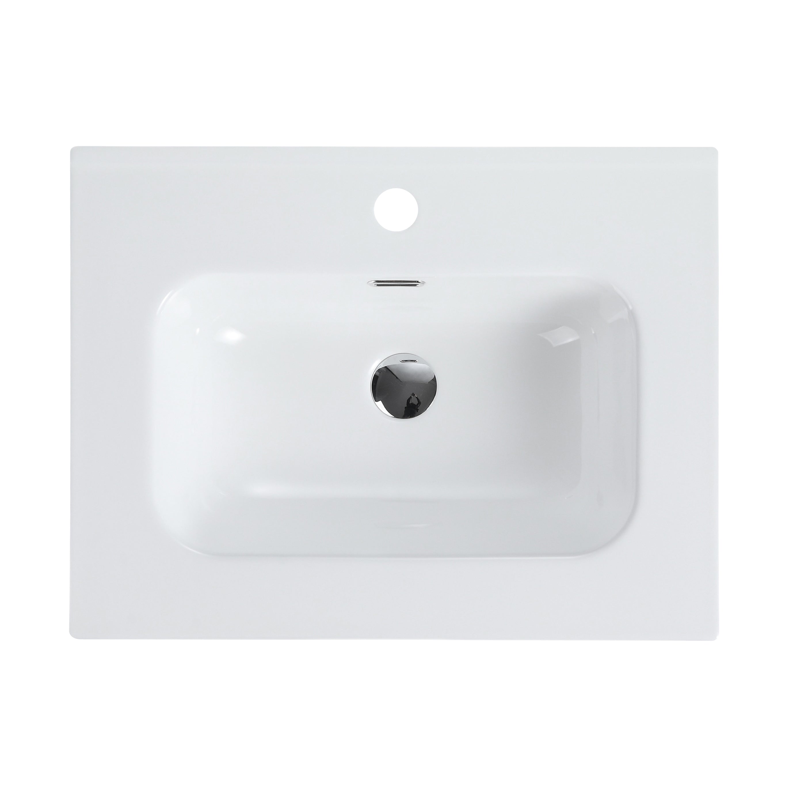Glossy White Ceramic Integrated Sink
