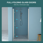 Frameless Shower Door with Tempered Glass - 32"W x 72"H