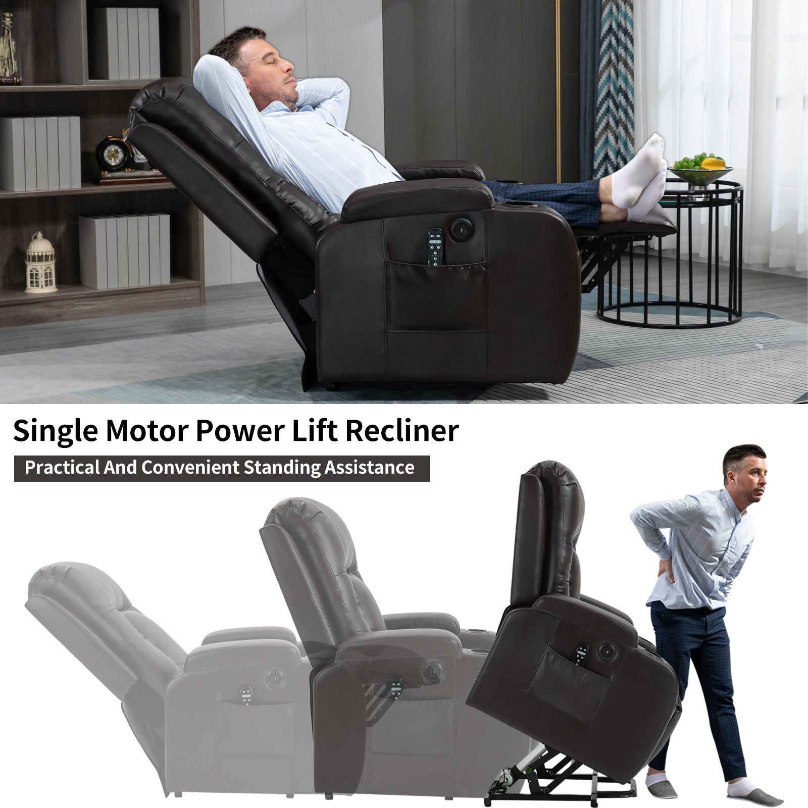 Infinite Position Power Lift Recliner Chair for Elderly