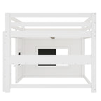 Full Size Loft Bed with Playful Sliding Chalkboard and Bookshelf